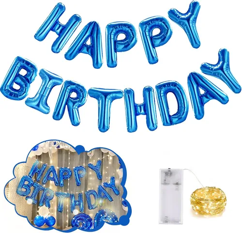 Vista 45 de CANREVEL Cartel de feliz cumpleaños, 13 letras de papel de aluminio de Mylar de 16 pulgadas, decoraciones de fiesta de cumpleaños para niños