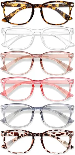Vista 9 de Lentes de luz azul para mujeres y hombres 99% de bloqueo de luz azul para computadora, juegos, televisión, pantalla de teléfono, marco cuadrado