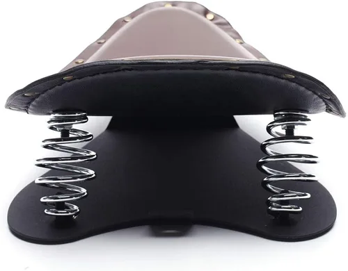 Vista 8 de Asiento Individual de Motocicleta Marrón de 3 Pulgadas con Remaches y Resorte con Placa Base, Kit de Montaje de 3 Pulgadas Compatible con Harley