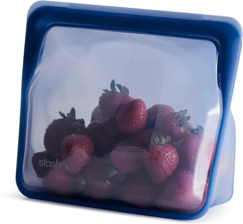 Vista 16 de Stasher Mini bolsas de silicona reutilizables de alta calidad, paquete de 2, aguamarina, 28 onzas Food-Safe Silicone, Eco-Friendly, Reusable