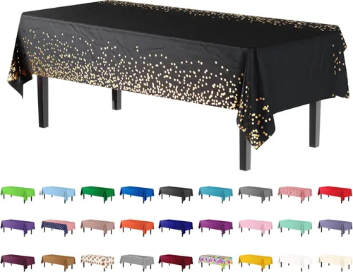 Vista 20 de Party Solids Paquete de 4 manteles de plástico color azul aguamarina, 54 x 108 pulgadas, mantel desechable para fiestas y pícnics