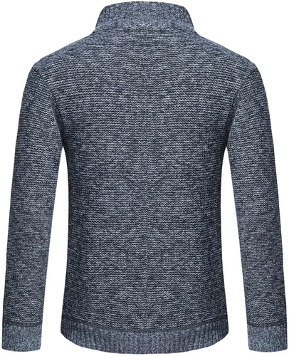 Vista 2 de LCMTWX Chaqueta térmica gruesa de invierno para hombre, cuello alto, suéter de empalme de punto, abrigo casual, elegante acolchado para hombre
