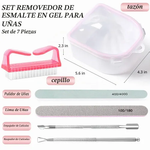 Vista 3 de Cuenco de remojo de uñas, kit de removedor de esmalte de uñas de gel, cuenco de manicura para manos, herramientas de eliminación de polvo