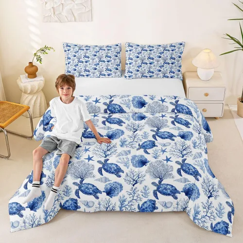 Vista 78 de Juego de edredón Lake Home Camper tamaño King, juego de ropa de cama náutica con ancla para niños, niñas, niños, adultos, decoración de dormitorio