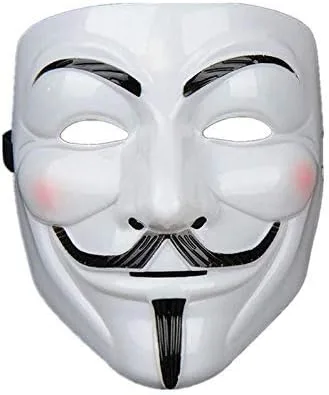 Vista 2 de Miuion Máscara de Guy Fawkes - V para vendetta, máscara de fiesta de cosplay de Anonymous Hacker (blanco)