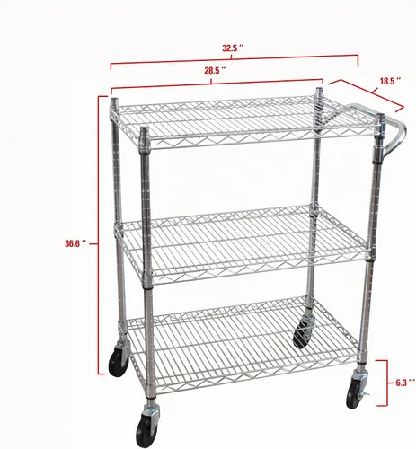 Vista 5 de Oceanstar Carrito multiusos resistente de 3 niveles, cromado