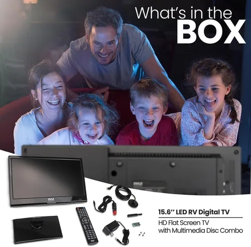 Vista 2 de Pyle Televisión LED RV de 15.6 pulgadas 1080p - Monitor de pantalla plana delgado FHD pequeño TV con HDMI, RCA, combo de disco multimedia/DVD