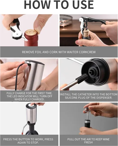 Vista 3 de CIRCLE JOY Aireador de vino eléctrico con base de almacenamiento, sacacorchos y tapón de vino al vacío, regalo de elefante blanco para amantes
