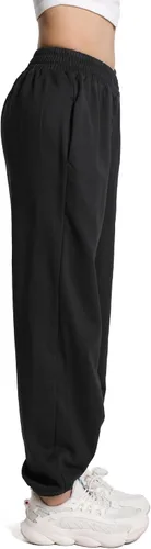 Vista 2 de Pantalones deportivos holgados casuales para mujer, pantalones de pierna recta de cintura alta, pantalones de pierna ancha con cordón en la cintura