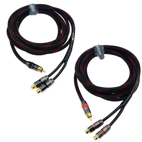 Vista 7 de Arklove Cable Divisor RCA Blindado de 1 pie para Subwoofer Audio Estéreo Video 1 Hembra a 2 Machos Adaptador Conector en Y de Altavoz Dual Cable