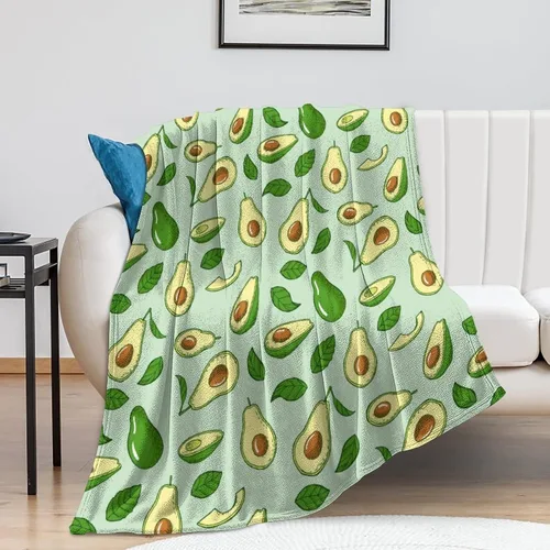 Vista 2 de Manta de aguacate para regalo, 40 x 30 pulgadas, bonita manta para niños, niñas, niños, manta verde suave y mullida para regazo y silla