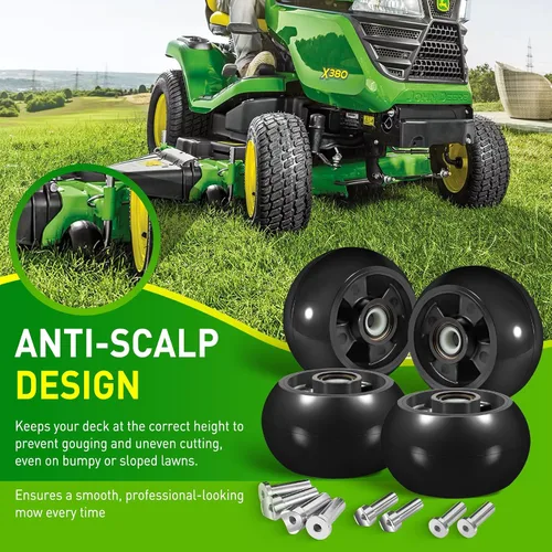 Vista 5 de 4 Paquetes Kit de Rueda Medidora de Plataforma de Cortacésped AM125172 Compatible con Cortacéspedes de Tractor John Deere de Plataforma de 48", 54