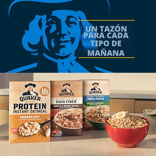 Vista 6 de Quaker Tazas de Avena Instantánea Express, 10g de Proteína, Paquete Variado de 2 Sabores, (Paquete de 12)