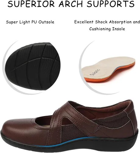 Vista 5 de Oviaric Zapatos planos clásicos y cómodos Mary Jane para mujer, zapatos de vestir casuales a la moda, bonitos zapatos de vestir con puntera cerrada