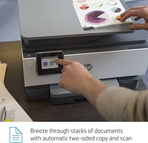 Vista 9 de HP OfficeJet Pro 9015 Impresora inalámbrica todo en uno, con productividad inteligente para la oficina en casa, Instant Ink, funciona con Alexa