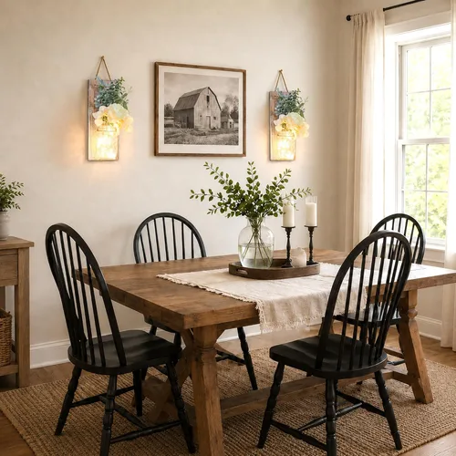 Vista 13 de Decoración rústica de madera para colgar en la pared con tira de luces LED para sala de estar y dormitorio modernos, estilo campestre inspirador