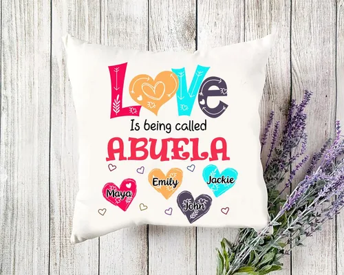 Vista 5 de Abuela - Almohada personalizada con corazón de amor, almohada personalizada para mamá, regalos para abuela, mamá de hija, nietos, día de la madre