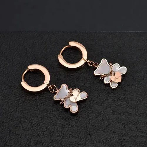 Vista 3 de Aretes colgantes de acero inoxidable con diseño de oso de peluche para mujeres y niñas, Acero inoxidable, No es una piedra preciosa