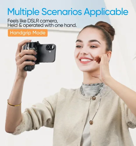 Vista 4 de MAGIC JOHN Trípode para teléfono, palo de selfie portátil, trípode de bolsillo para iPhone, palo selfie con control remoto desmontable y 2 luces