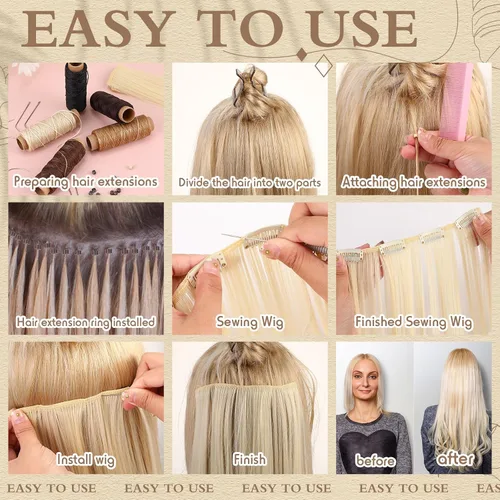 Vista 4 de Yuxung - Juego de 2500 piezas de extensiones de cabello con micro anillos