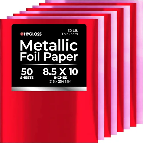 Vista 8 de Hygloss Papel Metálico - 288 Hojas 8 Colores Surtidos de Papel Metálico - 8.5x10 Pulgadas - Papel Metálico Ideal para Manualidades - Hojas de Papel