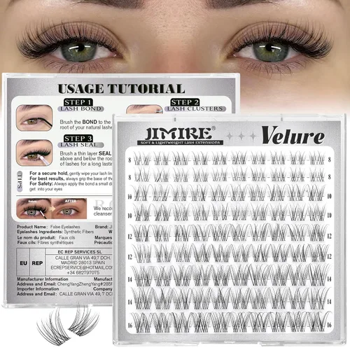 Vista 16 de Wispy Lash Racimos de Pestañas de Aspecto Natural Manga, Extensiones de Pestañas en Racimo de 0.39-0.630 in, Extensiones de pestañas en racimo en D
