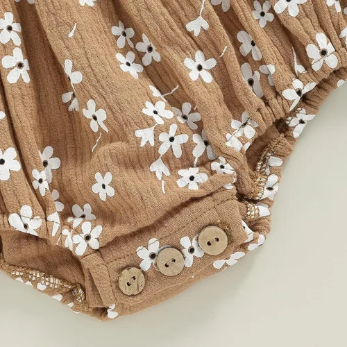 Vista 6 de JLKGICF Mameluco floral para bebé recién nacido, con tirantes delgados, de una pieza, pantalones cortos, ropa general de verano