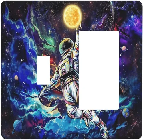 Vista 58 de Pintura al óleo de flores abstractas de 1 cuadrilla de interruptor de luz dúplex individual cubierta de salida placa de pared decorativa Placa