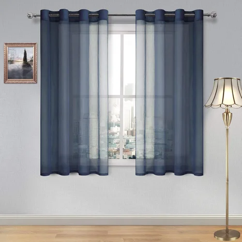 Vista 117 de DWCN Cortinas traslúcidas color verde frijol para sala de estar y dormitorio - Cortinas voile con aspecto de lino sintético con ojales en la parte