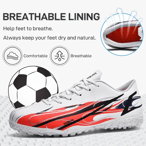 Vista 3 de Zapatos de fútbol para hombre, botines de fútbol atléticos, de alta calidad, transpirables, antideslizantes, para exteriores, para entrenamiento