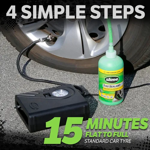 Vista 4 de Slime Kit de reparación de neumáticos de emergencia con sellador y bomba de inflado de neumáticos