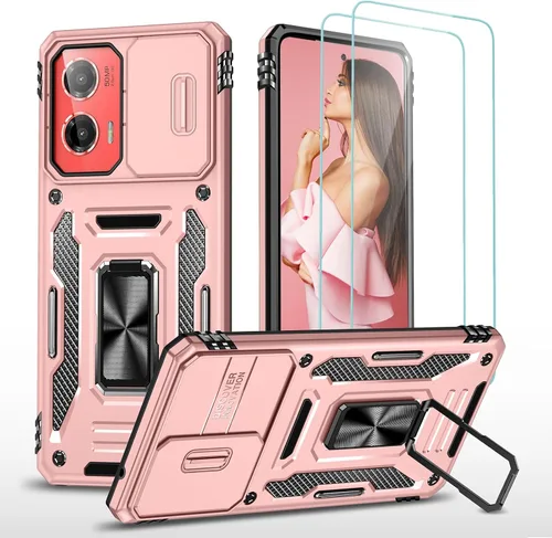 Vista 81 de Jeylly para Moto G Stylus 5G 2021 Funda con [2 Pack] Protector de Pantalla de Vidrio Templado, Protección Grado Militar Anti-Arañazos, Funda A