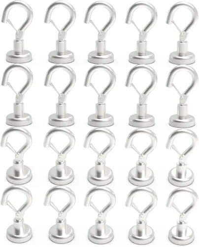 Vista 19 de Ant Mag Ganchos magnéticos negros resistentes con broche de presión de 22 libras, ganchos magnéticos fuertes, ideales para colgar en refrigerador
