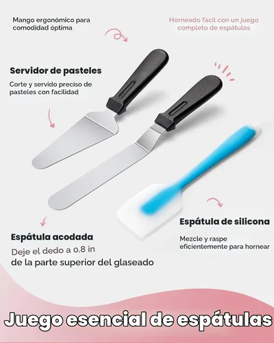 Vista 5 de Kootek - Juego de platos giratorios de aluminio para decoración de hornear, 12 pulgadas Beginner-friendly, Baking Supplies Tools with Cake Stand