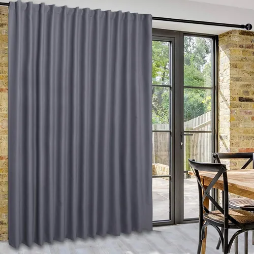 Vista 21 de DWCN Cortina opaca divisora de privacidad para puerta corrediza de patio, cortinas térmicas extra anchas con pestaña trasera y bolsillo para barra