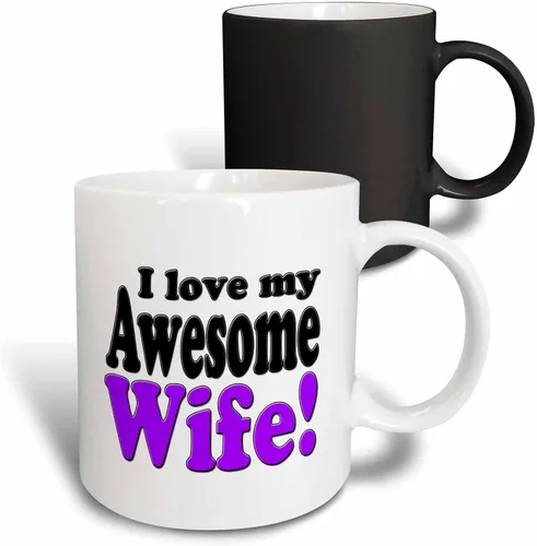 Vista 10 de 3dRose evadane – Funny Quotes – I Love My Awesome esposa, púrpura, – Tazas, Blanco White
