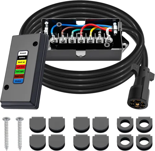 Vista 16 de CheeMuii Caja de conexiones de remolque de 7 vías, resistente a la intemperie, 7 pines, caja de cableado de remolque de 7 pines, caja de conexión