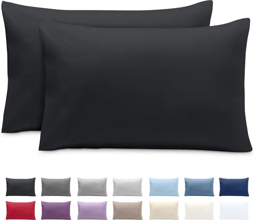 Vista 22 de Bare Home Juego de 2 fundas de almohada de microfibra de tamaño estándar, fundas de almohada refrescantes, doble cepillado, fácil cuidado, cierre