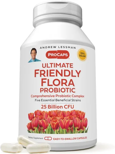 Vista 9 de ANDREW LESSMAN Ultimate Friendly Flora Probiotic 30 cápsulas – 25 mil millones de UFC, mezcla completa de cinco cepas probióticas, potente apoyo