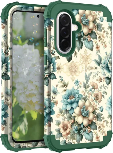 Vista 32 de Hocase Funda para Galaxy A37 5G, protección resistente a prueba de golpes, parachoques de goma de silicona suave+funda protectora híbrida