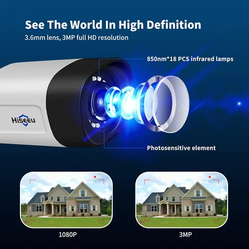 Vista 7 de Hiseeu Cámara de seguridad inalámbrica Pro de 5 MP para exteriores, seguridad del hogar, visión nocturna a color, WiFi de 2.4 GHz y 5 GHz, tarjeta