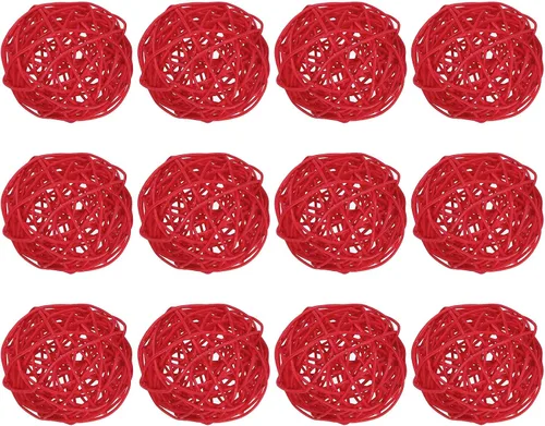 Vista 9 de MECCANIXITY 12 bolas decorativas de mimbre de ratán de 2.8 pulgadas para rellenos de jarrones, bodas, jardines, fiestas de pasillo, color negro