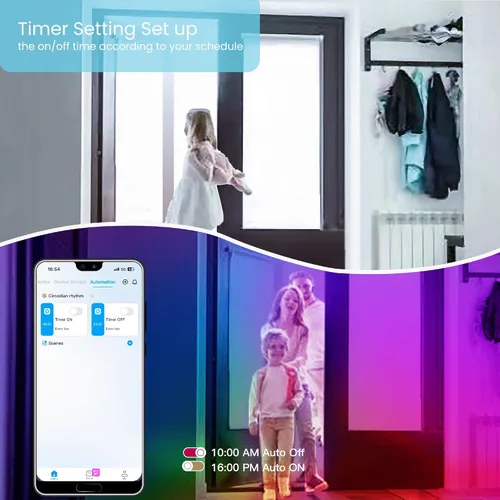 Vista 7 de GUPUP Luces LED WiFi de 50 pies, tira de luces LED controladas por aplicación inteligente, compatible con dispositivos Alexa y Google Assistant