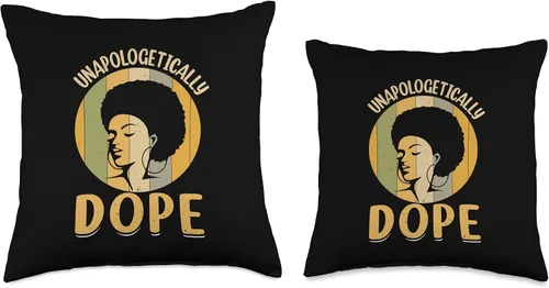 Vista 3 de Vintage Unapologetically Dope Black Afro Pride Melanin Queen Throw Pillow