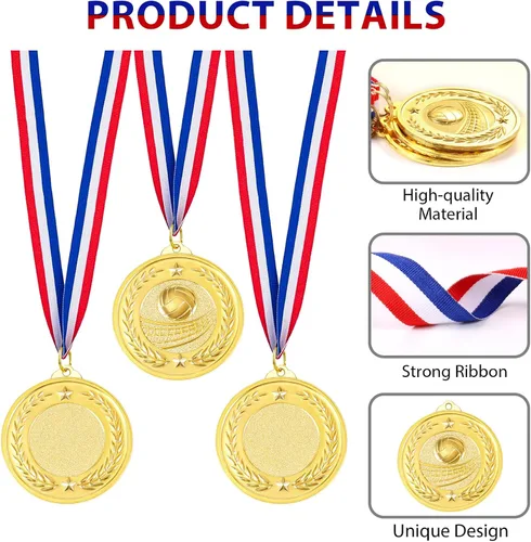 Vista 3 de Caydo 12 medallas deportivas de metal dorado para premios para niños y adultos, recuerdos para juegos deportivos, fiestas de 2 pulgadas