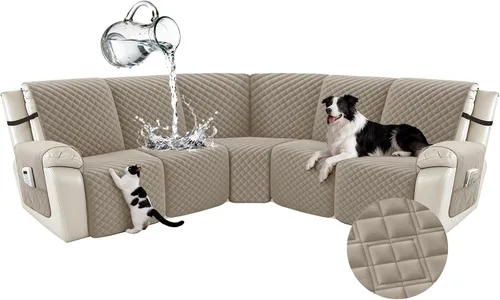 Vista 108 de Arfntevss Fundas para sofá seccional reclinable para sofá seccional en forma de L, funda antideslizante lavable para sofá reclinable con forma de L