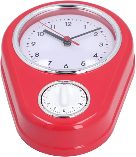 Vista 10 de Tyenaza Reloj de pared retro con temporizador de cocina de 9 pulgadas, multifunción, innovador y preciso de funcionamiento silencioso, reloj de Azul