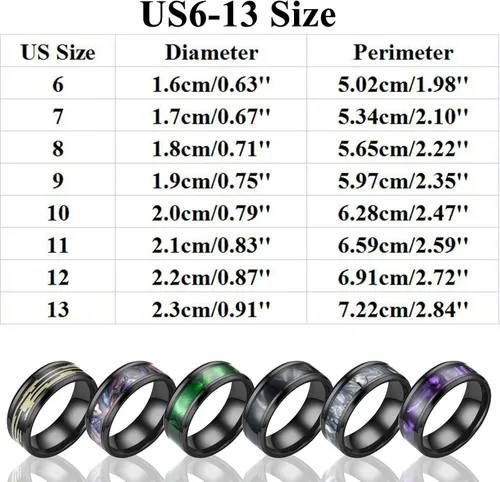 Vista 3 de Anillo de ansiedad de acero inoxidable para mujeres y hombres, tamaño 6, 13, ancho, 0.315 in, 6 colores, exquisito, anillo negro con acabado