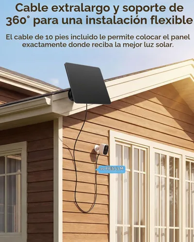 Vista 5 de Panel solar para cámaras de seguridad, cargador de batería solar de 6 W con micro USB y USB-C, impermeable IP67 con montaje ajustable de 360 ° 3-NO