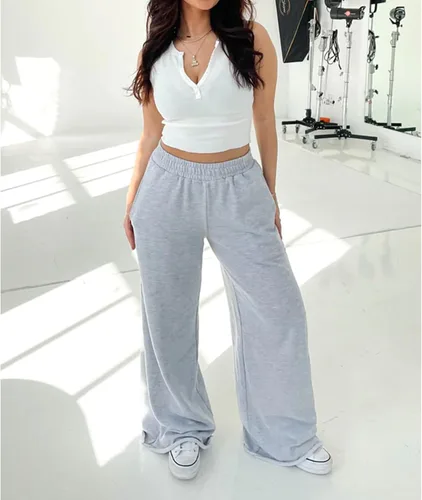 Vista 2 de Pantalones deportivos de pierna ancha para mujer, elásticos, cintura alta, pierna recta, pantalones deportivos holgados con bolsillos